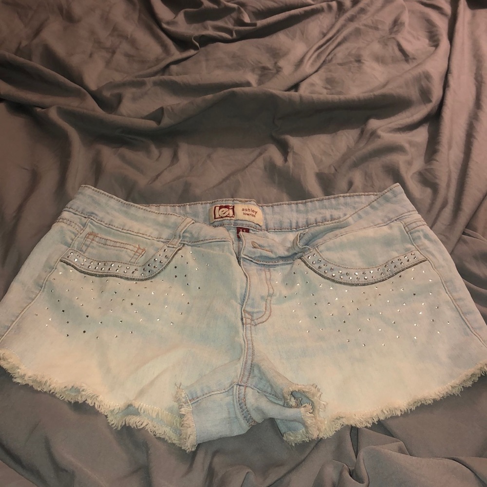 Denim shorts with diamonds